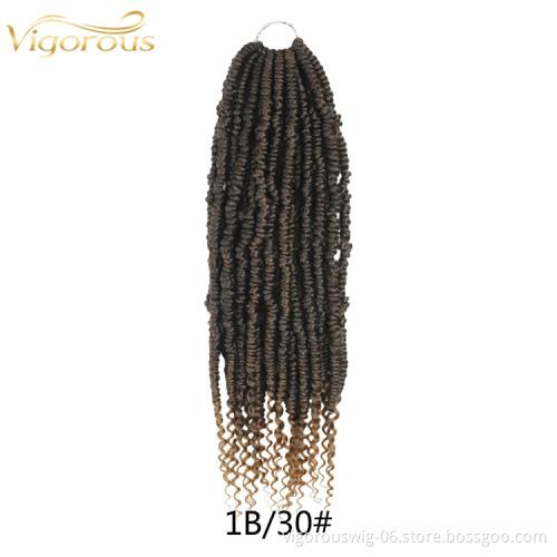 Vigorous Wholesale Fiber Hande Twist Wig Extension Short Darling Brown Pre Plucked Curly African Crochet Braid Hair